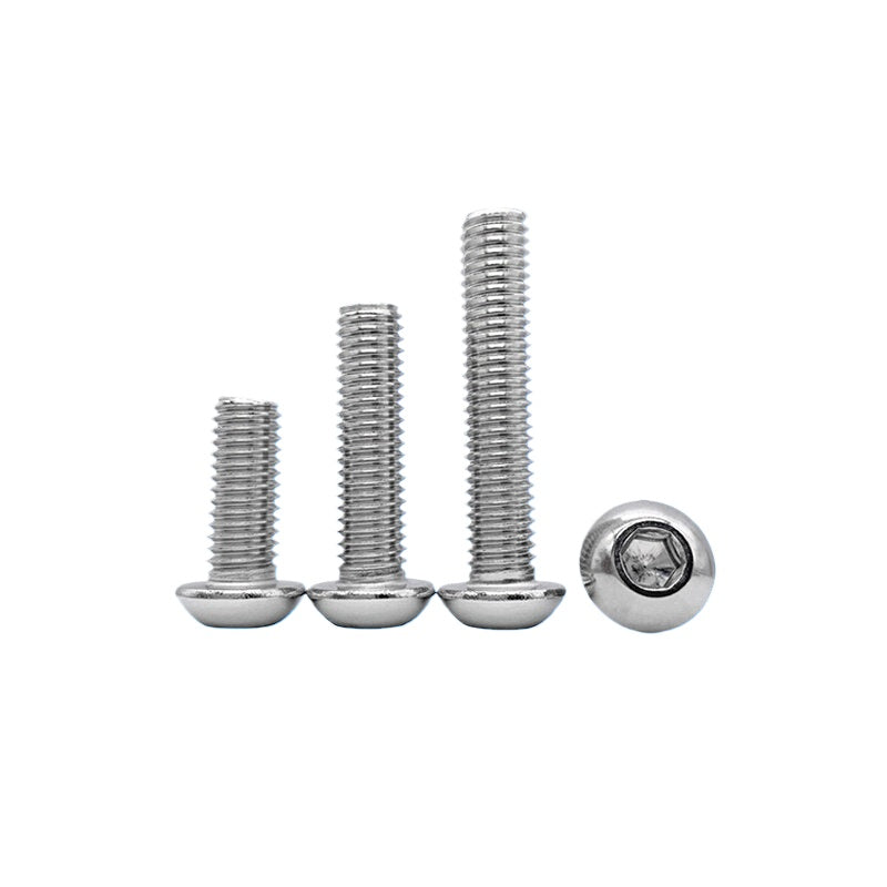 UNC/UNF Screw 304/316 Stainless Steel Imperial Round Head Mushroom Head Hex Socket Coarse/Fine Thread Screw