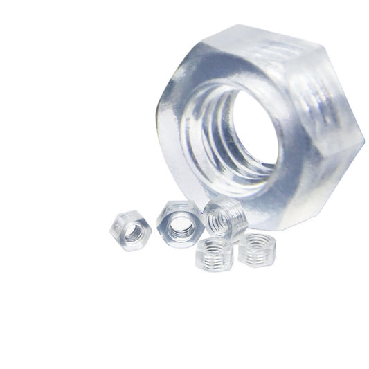 M2/M3/M4/M10 PC Clear Nuts Plastic Hex Nuts Acrylic Plastic Screws Nuts for Display Cases & Decor