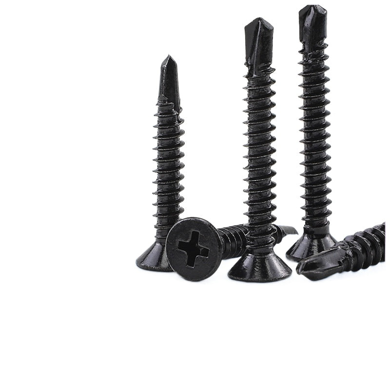 M3.5/M4.2 304 stainless steel black drill tail screw cross countersunk head self-drilling screw flat head dovetail screw for Window & Furniture Installation