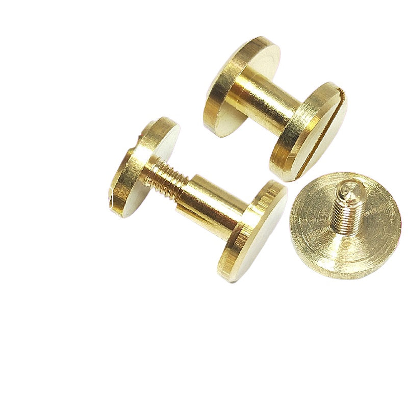 Brass Slotted Rivet Buckle Gold Male Female Pair Lock Screw for Belt Leathercraft Bag Hardware