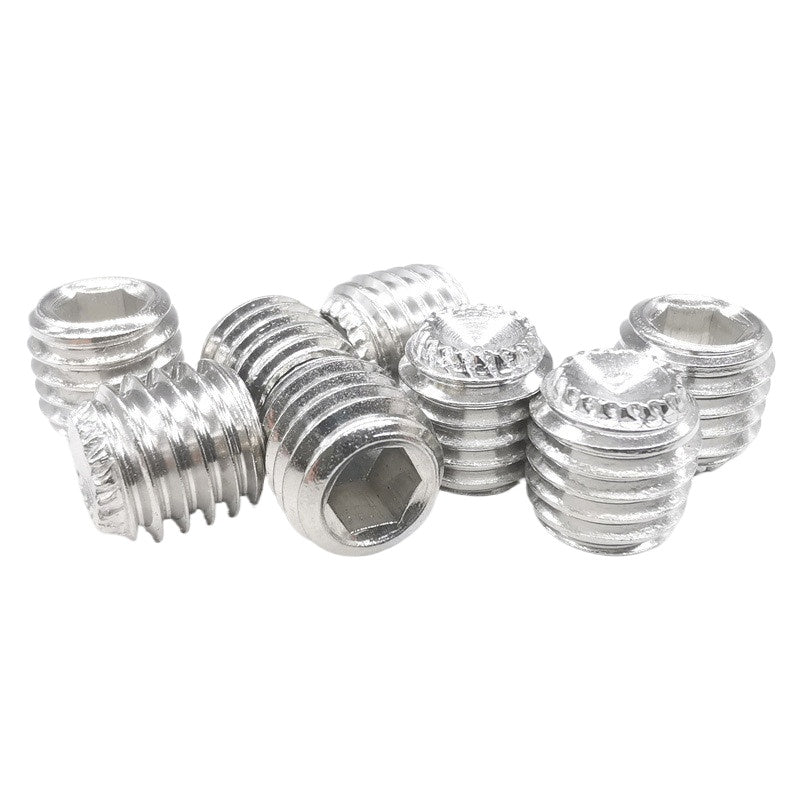 916K Headless Set Screw 304/316L Stainless Steel Hex Socket Knurled Concave End Threaded
