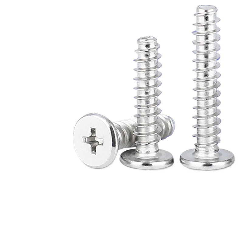 M2/M3/M4 304 Stainless Steel Cross Flat Head Screw Thin Head Screw Flat Head Flat Tail Self-Tapping Screw for DIY & Furniture Assembly